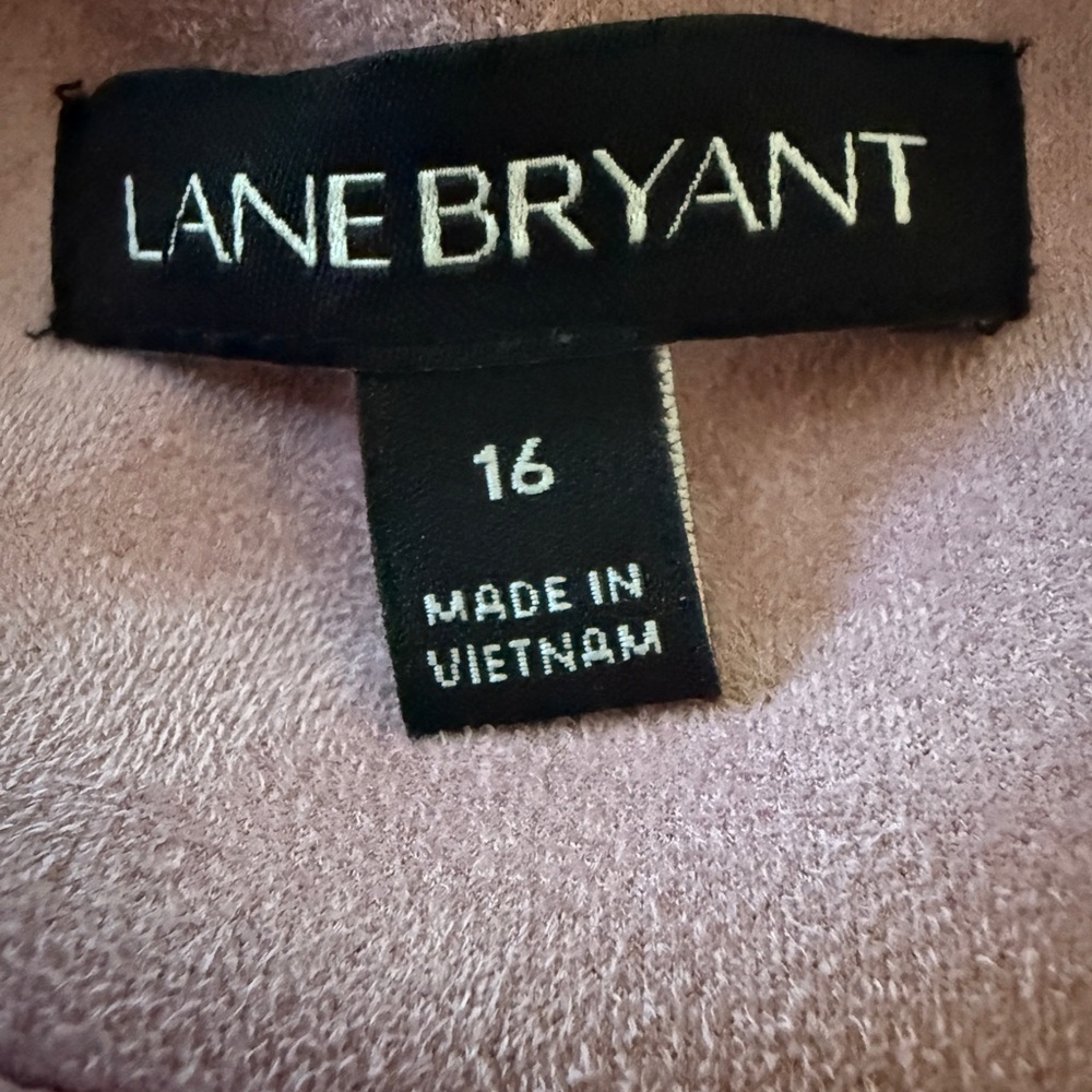 LANE BRYANT Pink Faux Suede Zip Front Jacket With Lace Up Back Plus Size 16W - Picture 6 of 7